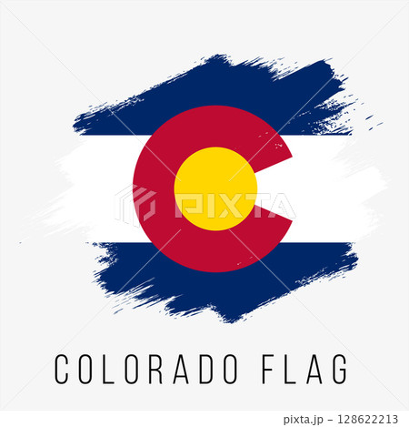 USA State Colorado Vector Flag Design Template. Colorado Flag for Independence Day. Grunge Colorado Flag USA State Colorado Vector Flag Design Template. Colorado Flag for Independence Day. Grunge Colorado Flag 128622213
