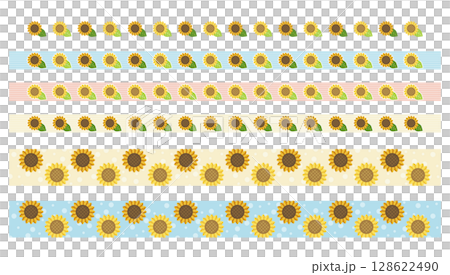 Pop sunflower masking tape style decorative border 128622490