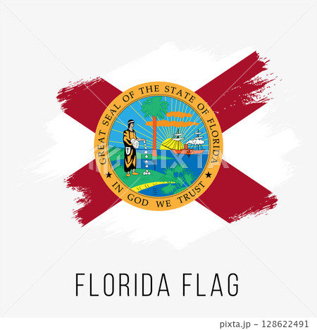 USA State Florida Vector Flag Design Template. Florida Flag for Independence Day. Grunge Florida Flag USA State Florida Vector Flag Design Template. Florida Flag for Independence Day. Grunge Florida Flag 128622491
