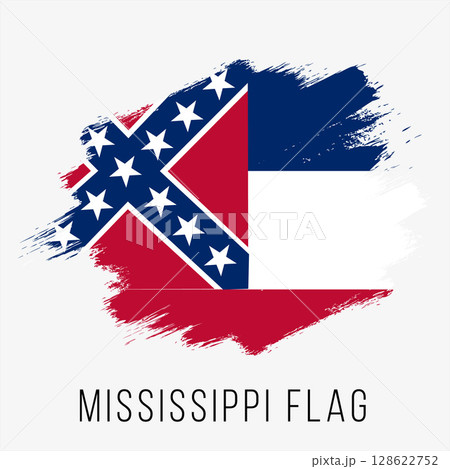 USA State Mississippi Vector Flag Design Template. Mississippi Flag for Independence Day. Grunge Mississippi Flag USA State Mississippi Vector Flag Design Template. Mississippi Flag for Independence Day. Grunge Mississippi Flag 128622752