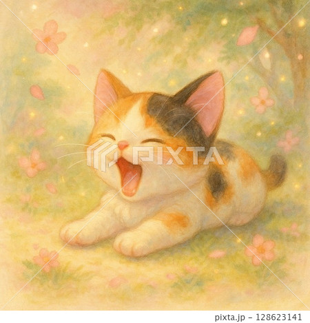 あくびをする猫 128623141