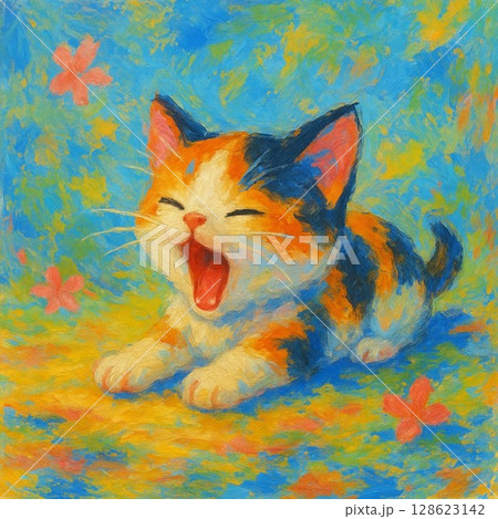 あくびをする猫 128623142