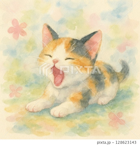 あくびをする猫 128623143
