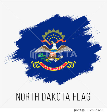 USA State North Dakota Vector Flag Design Template. North Dakota State Flag for Independence Day. Grunge North Dakota State Flag 128623208