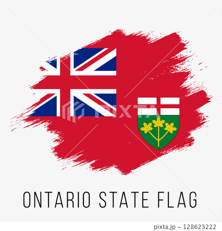 Canada Province Ontario Vector Flag Design Template. Ontario Flag for Independence Day. Grunge Ontario Flag 128623222