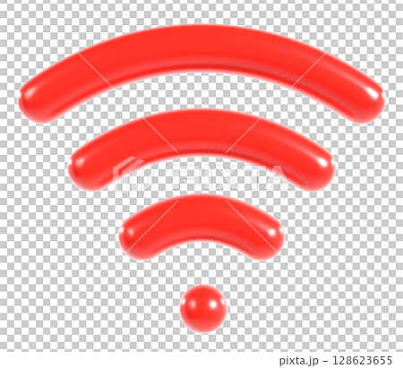 紅色 3D wifi 圖示插圖 128623655