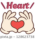 ポップ＆レトロ風・ハンドサイン素材シリーズ | ハート・LOVE 128623738
