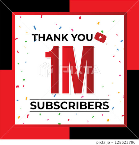 Thank You 1M Subscribers Celebration Vector Template Design Thank You 1M Subscribers Celebration Vector Template Design 128623796