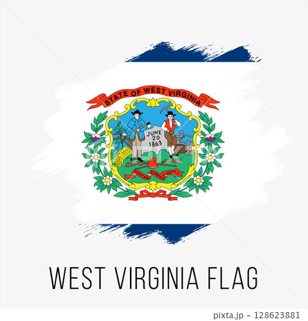 USA State West Virginia Vector Flag Design Template. West Virginia Flag for Independence Day. Grunge West Virginia Flag 128623881