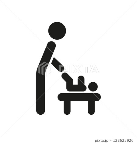 Parent Changing Baby Diaper Solid Icon. Childcare, Parenting, And Infant Care Silhouette Symbol. Family Support And Baby Hygiene. Isolated Vector Illustration Parent Changing Baby Diaper Solid Icon. Childcare, Parenting, And Infant Care Silhouette Symbol. Family Support And Baby Hygiene. Isolated Vector Illustration 128623926