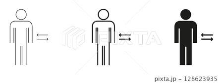 Human Interaction And Communication Arrows Icon Set. Social Exchange, Interaction, And Communication Outline And Silhouette Symbol Collection. Interpersonal Connection. Isolated Vector Illustration 128623935