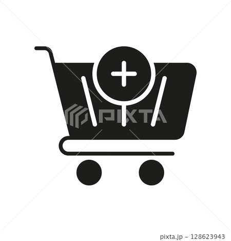 Shopping Cart With Plus Sign Solid Icon. Add To Cart, Online Shopping, And E-Commerce Enhancement Silhouette Symbol. Retail And Consumer Experience. Isolated Vector Illustration Shopping Cart With Plus Sign Solid Icon. Add To Cart, Online Shopping, And E-Commerce Enhancement Silhouette Symbol. Retail And Consumer Experience. Isolated Vector Illustration 128623943