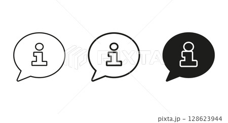 Information Speech Bubble Icon Set. Customer Support, Help Desk, And Assistance Outline And Silhouette Symbol Collection. Communication And Guidance. Isolated Vector Illustration 128623944