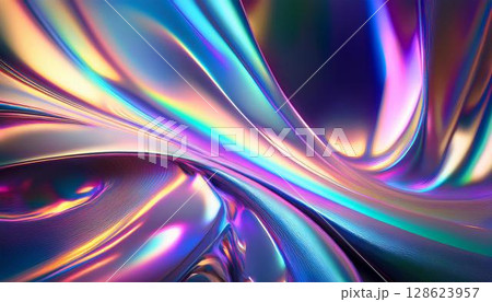 幻想的で抽象的なホログラフィック背景画像 128623957