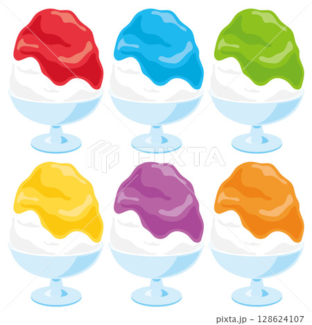 いろいろなかき氷のセット いろいろなかき氷のセット 128624107