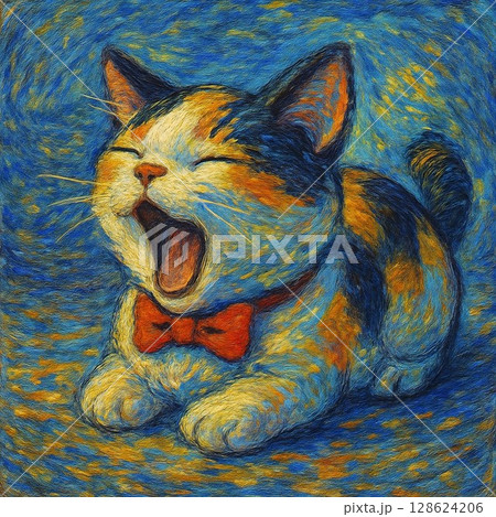 あくびをする猫 128624206