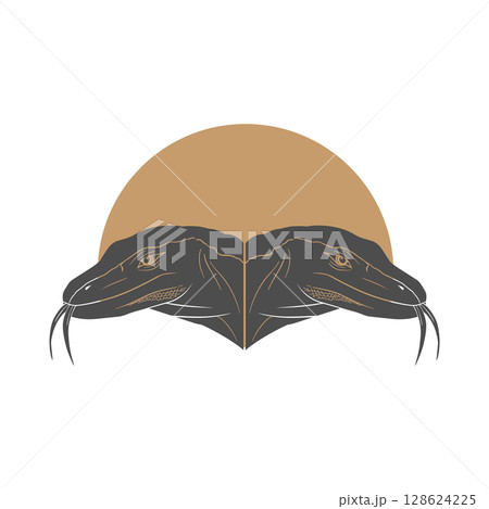 vector illustration of a cartoon dragon logo silhouette 128624225