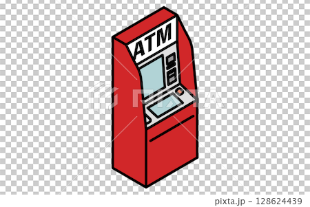ATMのシンプルな線画アイコン（アイソメトリックイラスト） 128624439