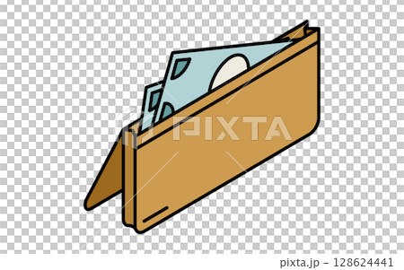 裡面有鈔票的錢包的簡單線條圖示（等距圖） 128624441