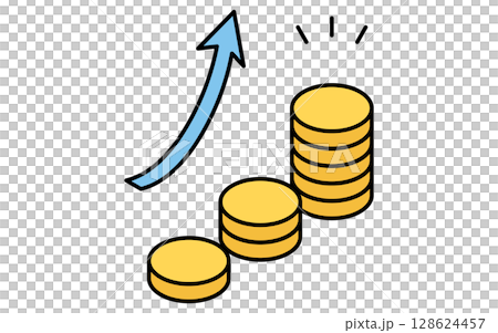 Simple line icon of wealth formation with increasing coins (isometric illustration) Simple line icon of wealth formation with increasing coins (isometric illustration) 128624457