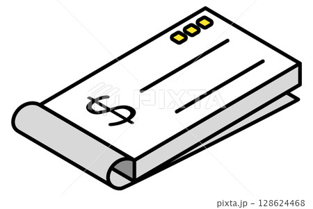 小切手帳のシンプルな線画アイコン（アイソメトリックイラスト） 128624468