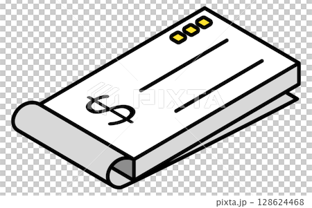 Chequebook simple line icon (isometric illustration) 128624468
