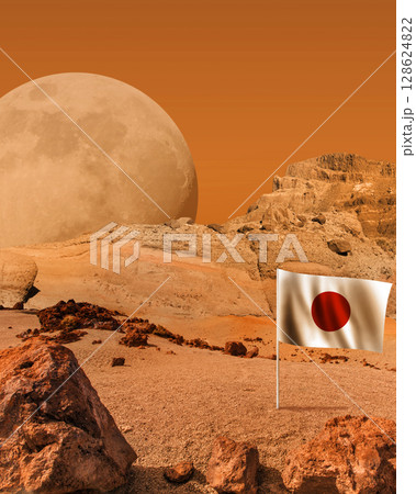 Colorful cosmic background with flag of Japan Colorful cosmic background with flag of Japan 128624822