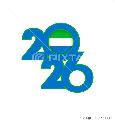 2026 banner with Sierra Leone flag inside. 128625431
