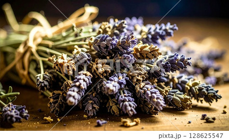 束ねられた乾燥ラベンダーの香り1 128625547