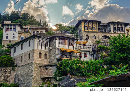 cityscape of Gjirokaster in Albania, with Ottoman architecture preserved on the World Heritage List cityscape of Gjirokaster in Albania, with Ottoman architecture preserved on the World Heritage List 128627145
