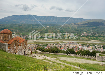 inside the walls of Berat Castle in Berat, Albania, a Unesco World Heritage Site inside the walls of Berat Castle in Berat, Albania, a Unesco World Heritage Site 128627544