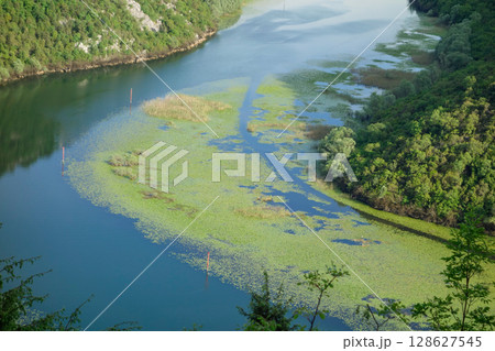 stunning view from Pavlova Strana lookout in Rijeka Crnojevica river, Montenegro, Europe 128627545