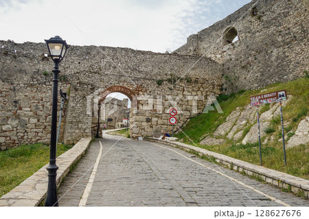 inside the walls of Berat Castle in Berat, Albania, a Unesco World Heritage Site inside the walls of Berat Castle in Berat, Albania, a Unesco World Heritage Site 128627676