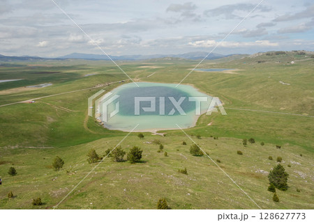 marvellous Vrazje Jezero or Devils lake in Durmitor National Park, Zabljak, Montenegro. panoramic marvellous Vrazje Jezero or Devils lake in Durmitor National Park, Zabljak, Montenegro. panoramic 128627773
