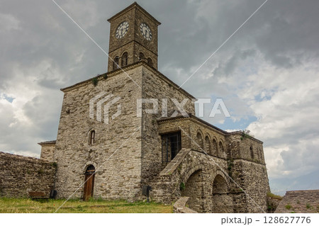 old medieval stone church of Gjirokaster castle in Albania old medieval stone church of Gjirokaster castle in Albania 128627776