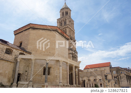 Split, Croatia - 04.23.2025: facade of Cathedral of Saint Domnius in old town 128627821