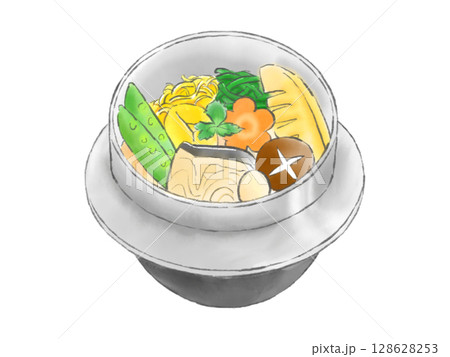 手描き　水彩釜飯のイラスト 128628253