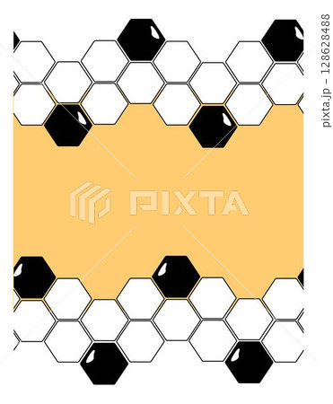 Hexagon, honeycomb Horizontal seamless border frame template. Vector graphic line illustration. Pattern with no strokes. Asset for photo collage, montage or clipping mask. Hexagon, honeycomb Horizontal seamless border frame template. Vector graphic line illustration. Pattern with no strokes. Asset for photo collage, montage or clipping mask. 128628488