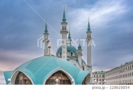 Kul Sharif mosque in Kazan Kremlin, Tatarstan, Russia. It is tourist attraction of Kazan. Kul Sharif mosque in Kazan Kremlin, Tatarstan, Russia. It is tourist attraction of Kazan. 128628854