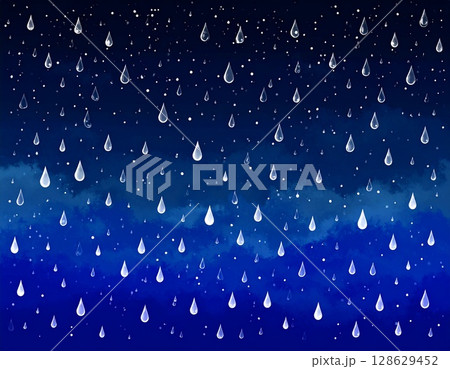 ファンタジー風の雨と星の夜空 128629452