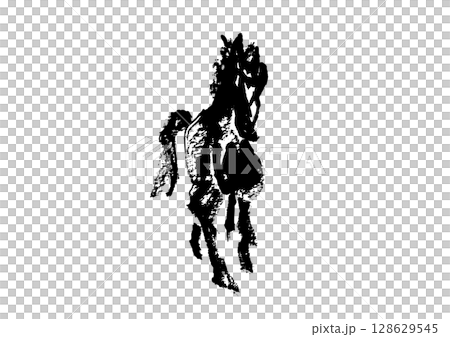 新年賀卡設計:手繪日式馬插畫 新年賀卡設計:手繪日式馬插畫 128629545