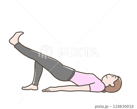 腹筋運動をする女性のイラスト 腹筋運動をする女性のイラスト 128630018