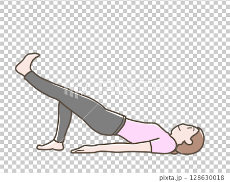 腹筋運動をする女性のイラスト 腹筋運動をする女性のイラスト 128630018