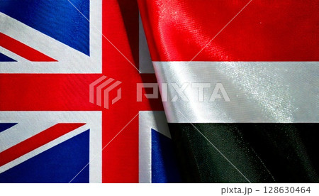 イギリスとイエメンの国旗 128630464