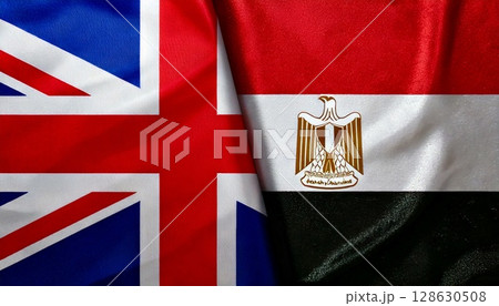イギリスとエジプトの国旗 128630508