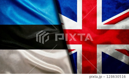イギリスとエストニアの国旗 128630516