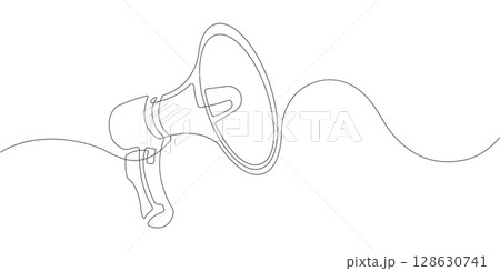 Megaphone.Public horn speaker.Continuous line drawing.Vector illustration . 128630741