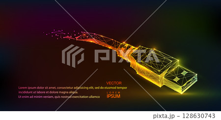 USB data cable .Technological concept .Computer wire.Vector illustration . USB data cable .Technological concept .Computer wire.Vector illustration . 128630743