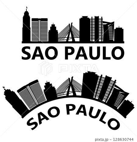 Sao Paulo city skyline silhouette. Sao Paulo Brazil skyline sign. Sao Paulo landscape city design. flat style. 128630744