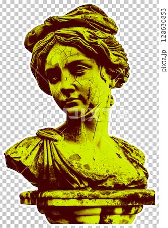 halftone statue of a Roman woman cut out sticker halftone statue of a Roman woman cut out sticker 128630853